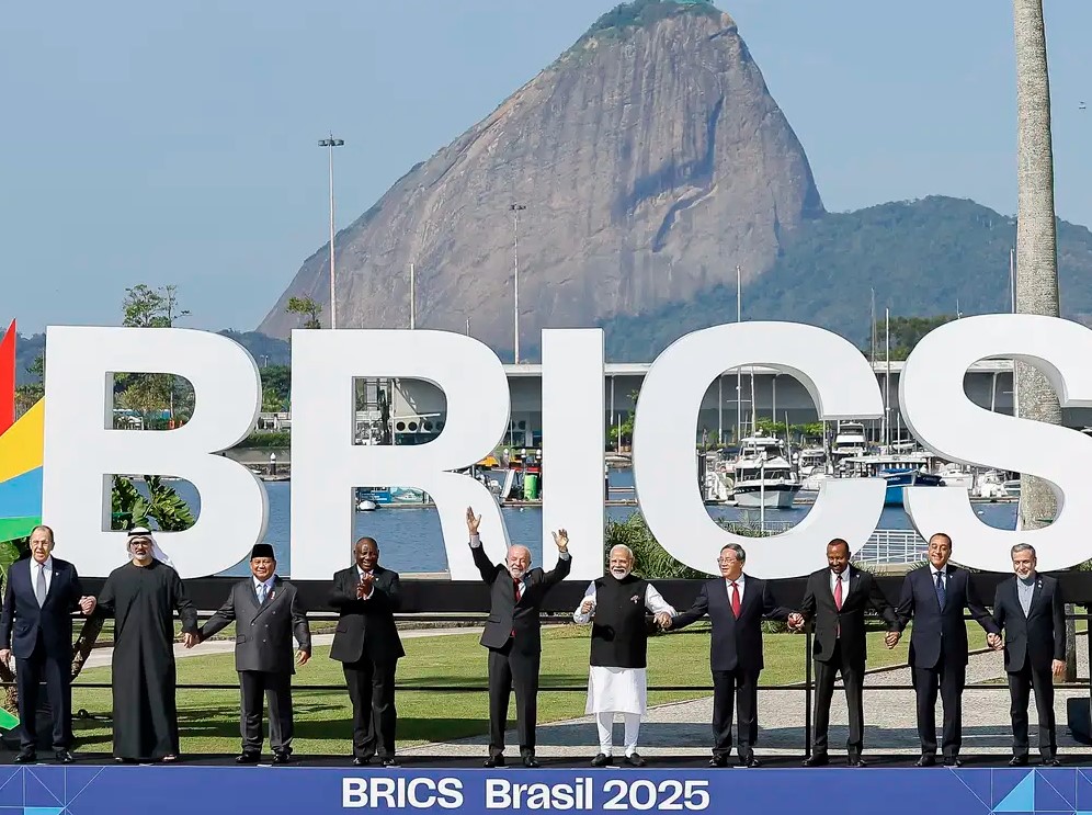 7月にリオ市で開催されたBRICS首脳会議に参加した加盟国代表者ら(Foto: Ricardo Stuckert / PR)