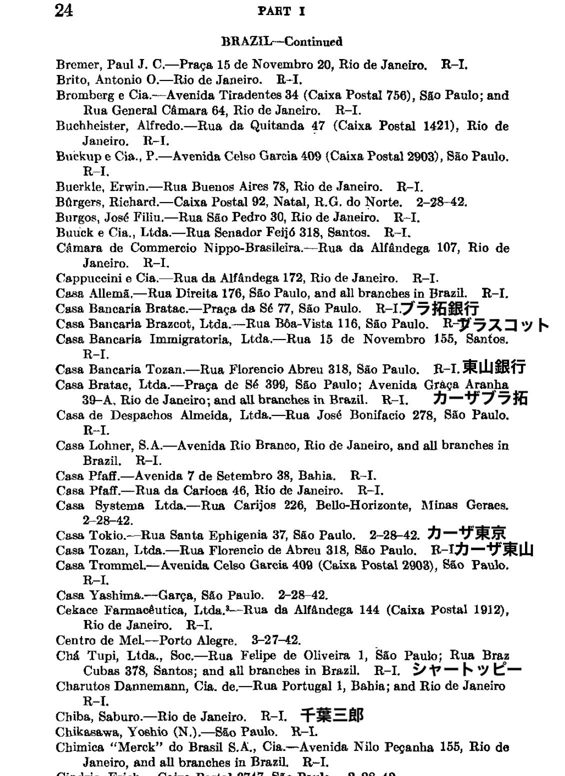 Parte da lista do Brasil