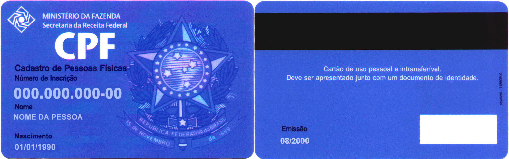 CPFカードのサンプル（Public domain, via Wikimedia Commons）