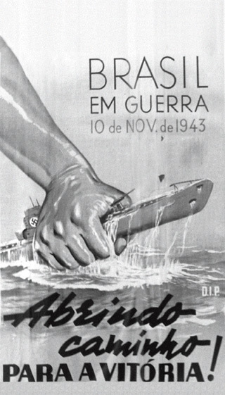 Propaganda brasileira anunciando a declaração de guerra contra os países do Eixo (Clbgonçalves, Public domain, via Wikimedia Commons)