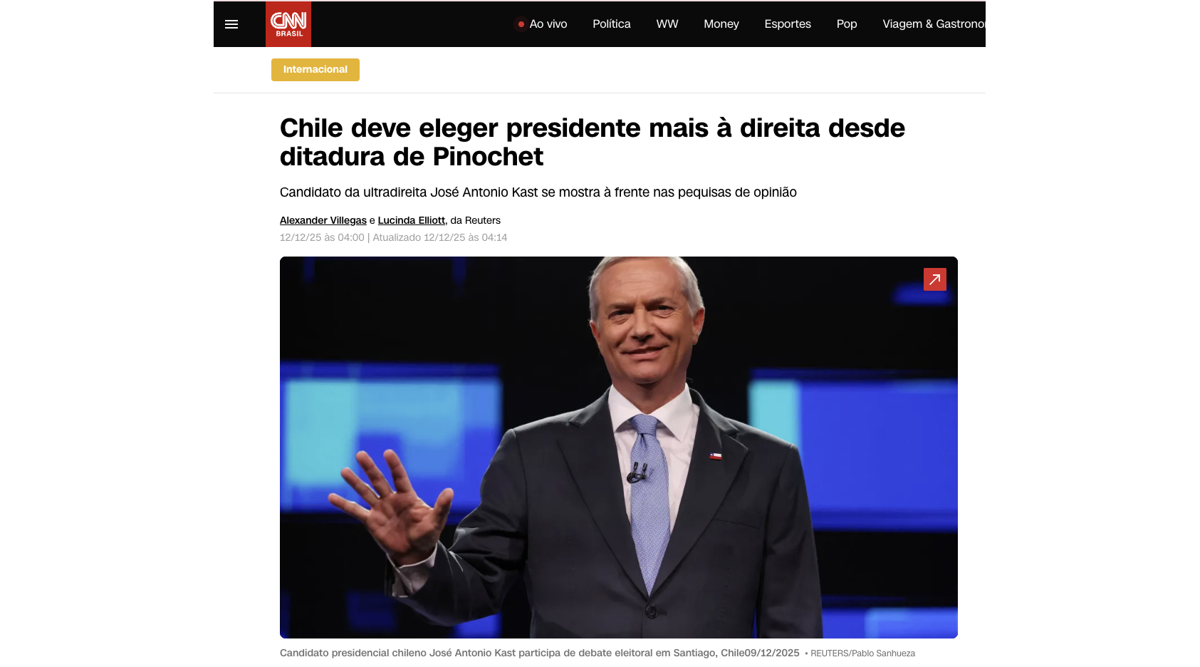 チリ大統領選＝治安強硬策のカスト氏優勢＝軍政以降最右派政権の誕生か