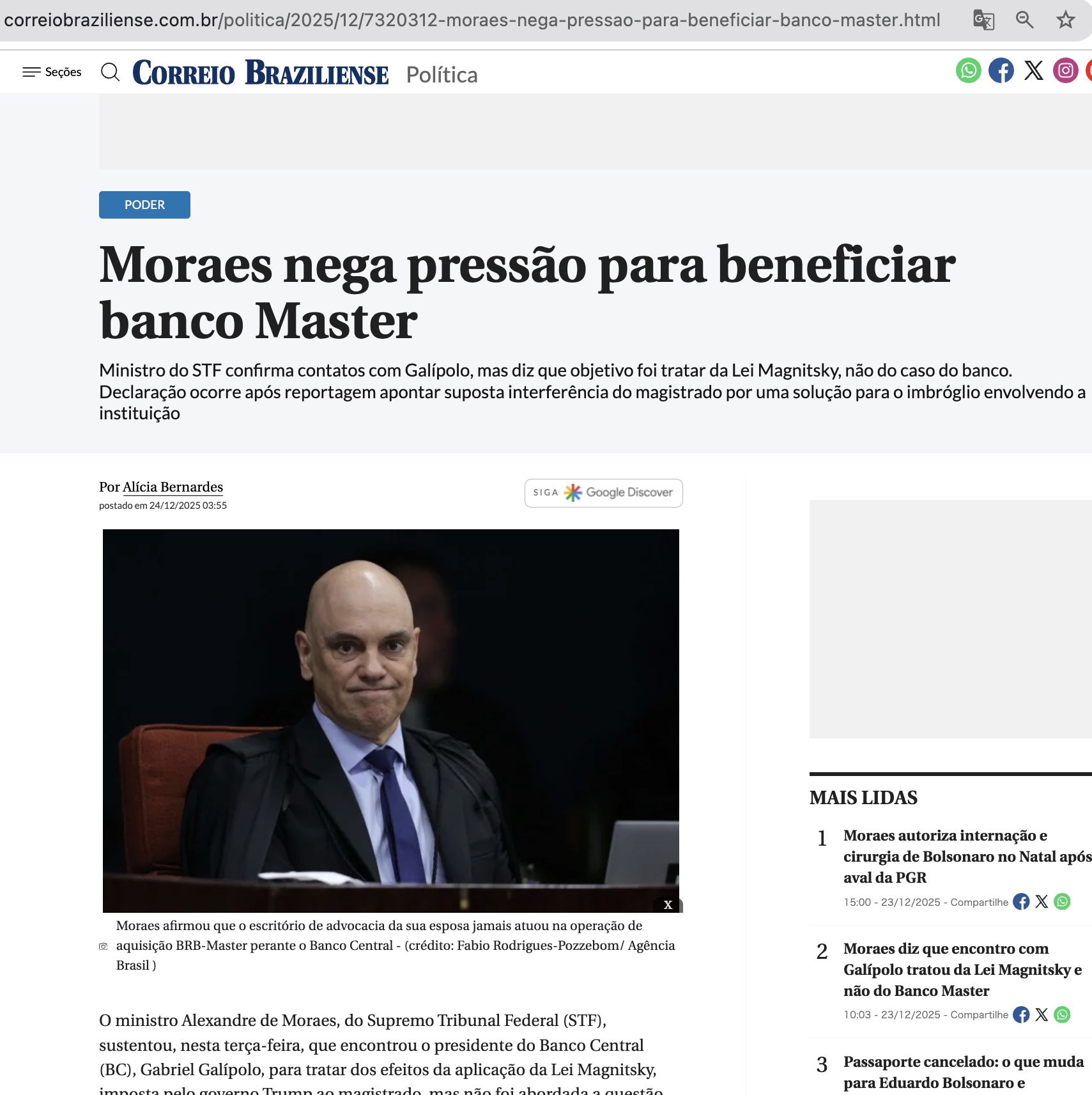 【号外】《マスター銀行事件》モラエス判事が圧力を否定／マグニツキー法制裁の影響を協議しただけ／ファリア・リマでは「火がついた」