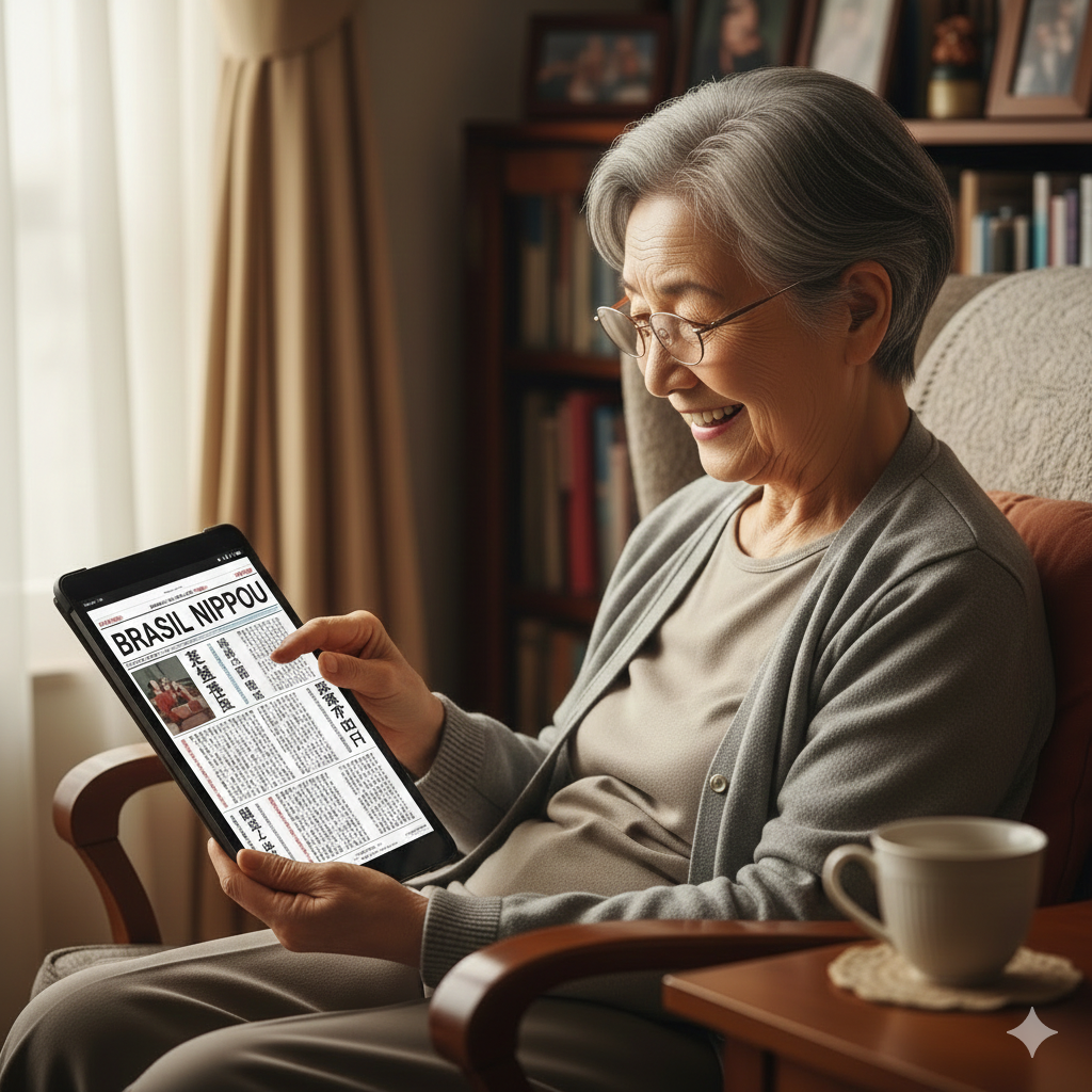 タブレットで本紙を購読するイメージ図
