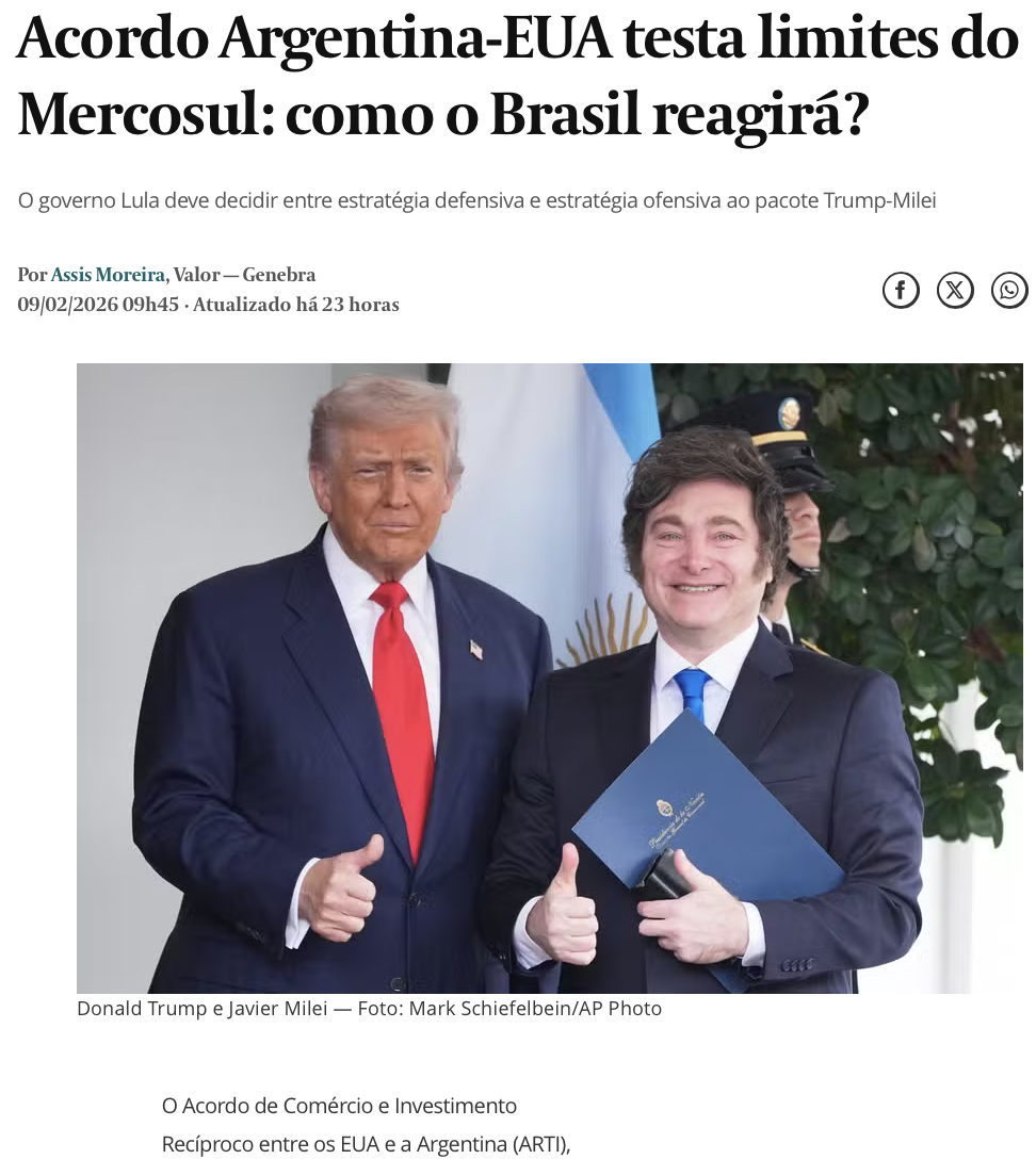 米国・アルゼンチン通商協定＝メルコスルの限界を露呈＝ブラジルは産業競争力低下か