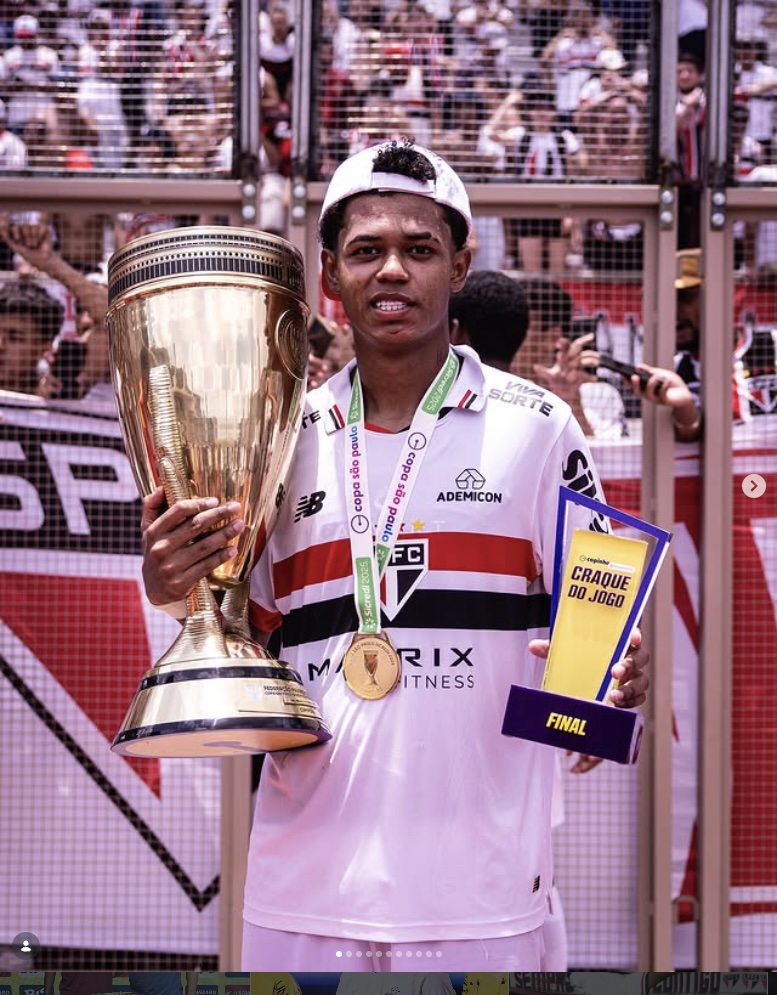 得点王になったサンパウロFCのパウリーニョ（20、本人インスタグラム@pauliiinhoo7より）