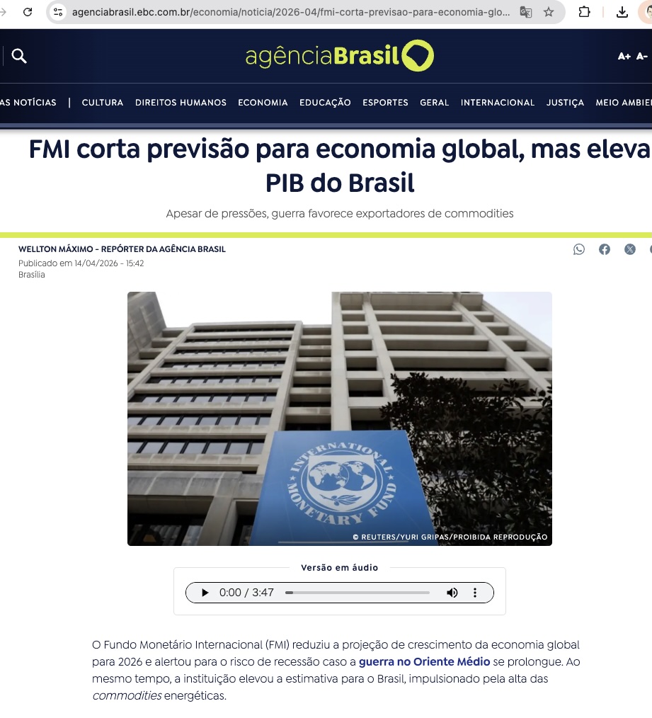 FMI、世界成長率を下方修正もブラジル見通し上方修正