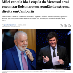 ルーラ・ブラジル大統領（左）とミレイ・アルゼンチン大統領（右）(1日付オ・グローボ紙サイトの記事の一部)