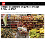 6月は緩やかなインフレを記録（10日付CNNブラジルの記事の一部）