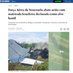 ベネズエラで撃墜された航空機（16日付オ・グローボ紙サイトの記事の一部）