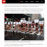 パウリスタ大通りでデモに参加した「ミス・ブンブン」出場予定者ら（9日付CNNブラジル・サイトの記事の一部）