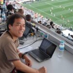 試合を取材する沢田さん（本人のフェイスブックより）