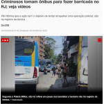 イタニャンガー道に置かれたバスと間を縫うようにして移動する人やバイク（16日付CNNブラジルの記事の一部）