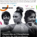 最も影響力がある女性に選ばれたブラジル人女性3人（左からリルヴァナ・サントス氏、レベッカ、ルルデス・バレット氏、BBCブラジルのXより）